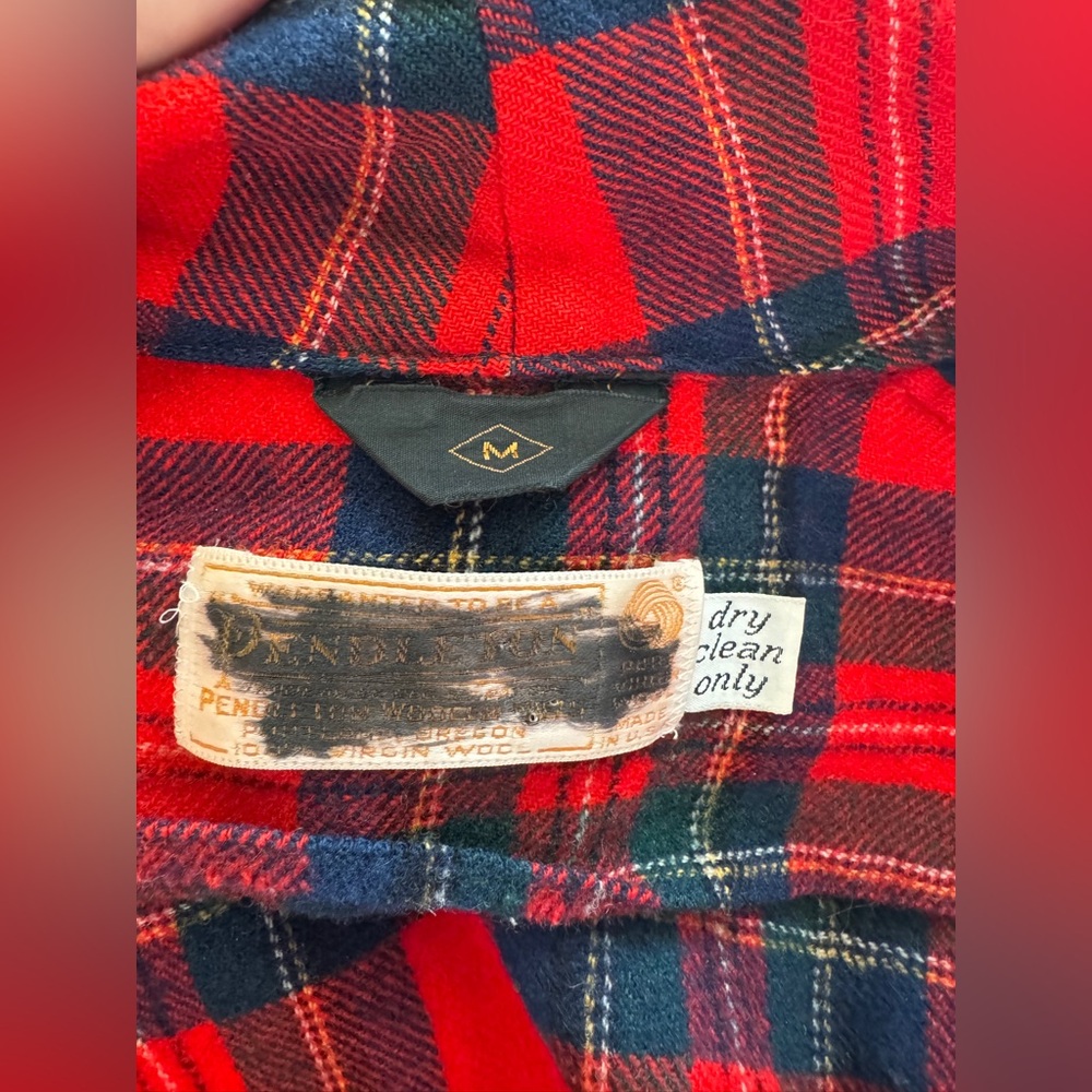 70s Vintage Pendleton Red Wool Robe Sz M - Picture 5 of 12